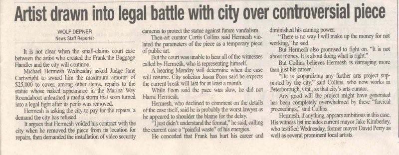 Penticton Western after the court case between the Cite of Penticton and artist Michael Hermesh