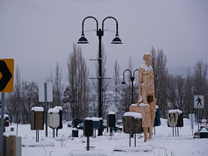 Frank the Baggage Handler installed at the Roundabout in January of 2005